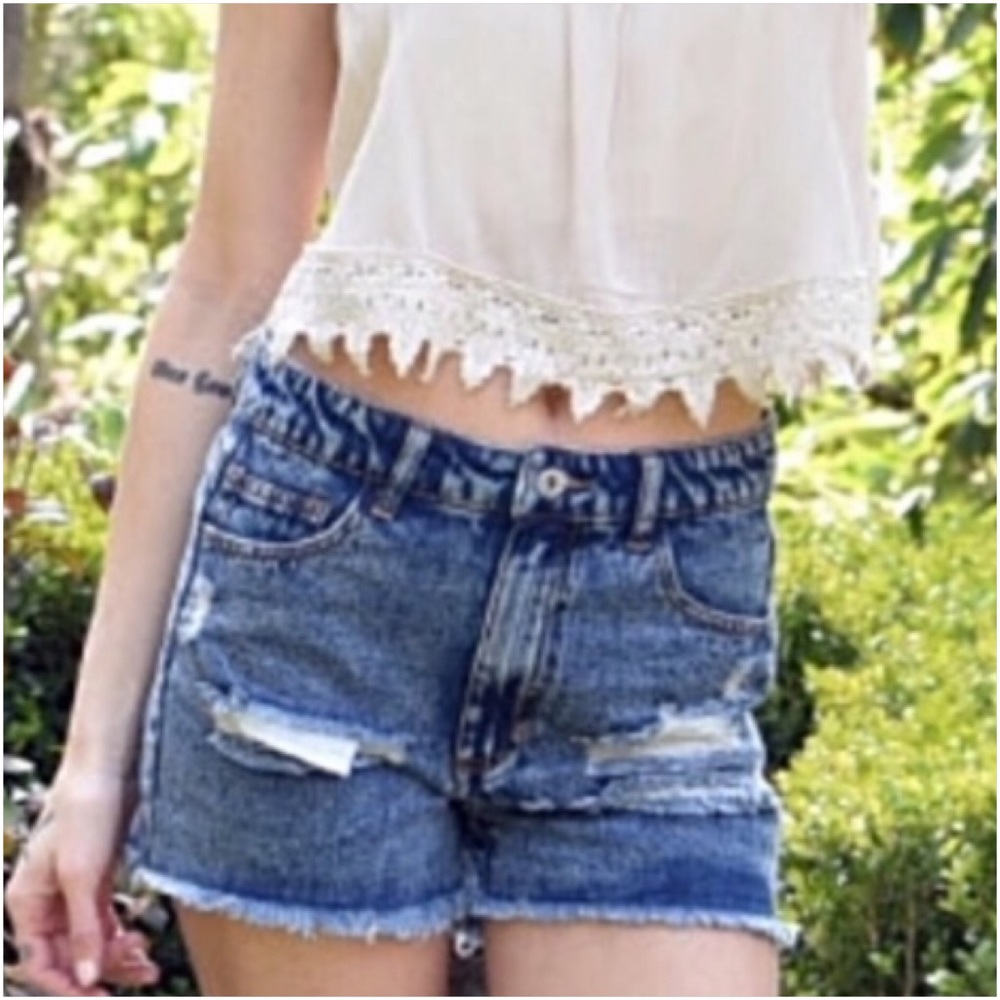 Shorts Distressed Medium Wash Denim Jean XS S
